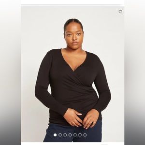 NWT Liquid Jersey Two-Way Long Sleeve Cross Top Black Size 18-20